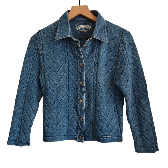 Blue Willi's 90's Denmark Cotton Knit Denim Jacket S - Picture 2 of 7
